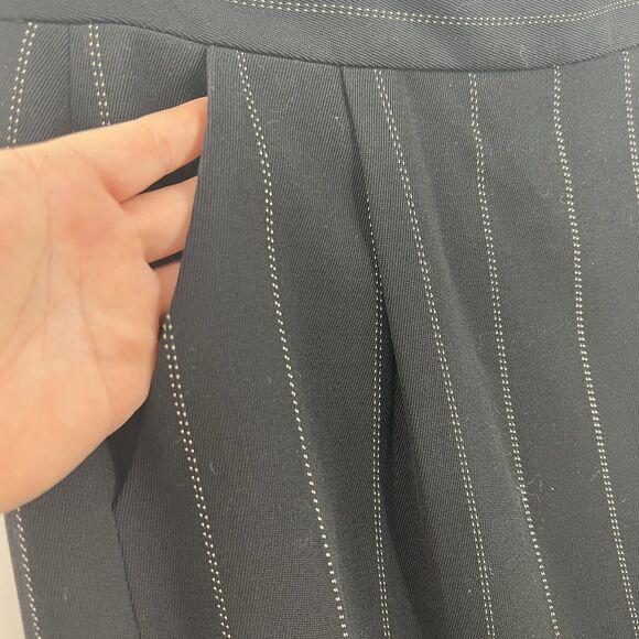 VTG NWT Dana Buchman Wrap Skirt 12 Pinstripe Blue Wool Academia Minimalist - Picture 2 of 10